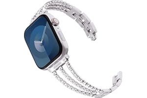 KADES kompatibel mit Apple Watch Armband 8 41mm Damen, Bling Link Edelstahl Ersatzarmband für iWatch Armband 41mm 40mm 38mm SE(GEN 1 2 3) Series 9 8 7 6 5 4 3 2 1, Silber