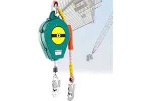 S-pomy Antichute a Rappel Automatique, 3-20m, Harnais de Securite Anti Chute Professionnel pour Toiture et D’échafaudage, Ligne de Vie Auto-Rétractable avec Corde de Sécurité Ignifuge, Charge: 150Kg