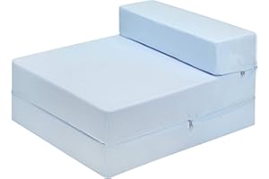 MAXUS SPORTS Z Bed Deluxe Futon Fold Out Sofa For Adults Kids Children Single Folding Mattress Sleepover Chair Living Room Bedroom Toddler Furniture Lightweight and Comfy (sky blue)