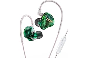 EZ EAR TKZK TK01 Auricular HiFi de Nivel básico, in Ear Monitor de Graves Profundos con Auricular Interno Tesla DD Altamente restaurado con Cable 2 Pin para música, Pop, ACG (Verde, con micrófono)