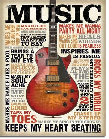 Music Inspires Me Blechschild Flach Neu 31x40cm S3080