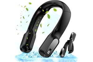 MUMISUTO Tragbarer Mini Hals Ventilator USB mit 360° Luftstrom, 3 Geschwindigkeiten Einstellung, Blattloser Wiederaufladbarer, Leafless Hanging Neck Fan, Nackenventilator für Reisen,Sport,Innen,Außen(Schwarz)