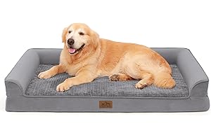 COZY KISS COSY KISS Ortopedyczne legowisko dla psa dla bardzo dużego psa, XL kanapa dla zwierząt domowych, duża, wspierająca pianka, z wodoodporną podszewką, wygodne, zmywalne, 122 x 81 x 19 cm, w kształcie