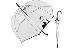 Le Monde du Parapluie - Parapluie cloche transparent automatique - anti-vent coup-vent - 8 baleines en fibre de verre - solide