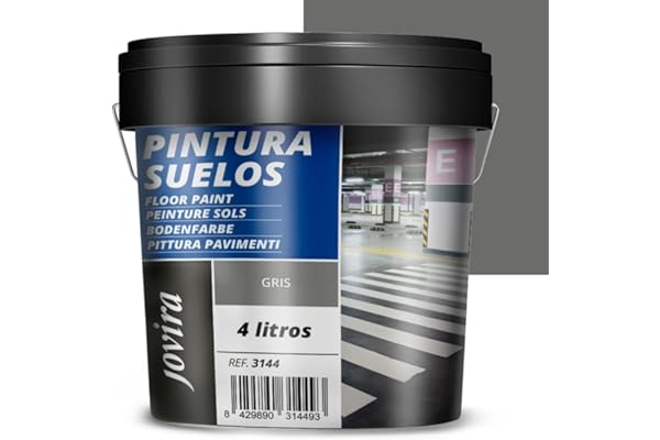 JOVIRA PINTURAS Peinture Sols Garages, Terrains de sport, sols en béton, asphalte et ciment. Protège et décore les surfaces, aspect mat. (4 Litres, Gris)