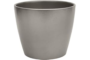 Ivyline Poinsettia Round Planter in Silver - Indoor Stylish Flower Pot - Classic Elegant Planting Bowl - H13 x D14.5 cm
