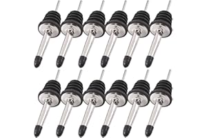 Newk Ausgießer aus Edelstahl, 12 Stück, klassischer Flaschenausgießer, konischer Ausguss mit Gummikappen