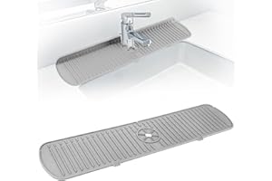 Nodcows Tappetino Silicone per Rubinetto, Paraspruzzi Lavello Cucina Grande, 61 X 14,5cm Tampone di Drenaggio per Rubinetti per Asciugatura Multiuso, Faucet Drain Pad (Grigio)