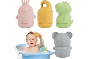 RISVOWO 4 Piezas Juguetes Bañera para Bebe, Juguete de Baño Silicona, Juguetes Montessori Bebes 1 Años, Estimulación Sensorial, Juguetes Educativos para Niños 6 9 12 Meses 1 2 3 Años