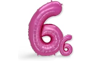 FUNXGO Palloncino Numero 6 rosa - Gigante Palloncini Compleanno 6 Anni - Vola con l'Elio - Feste Decorazione di Compleanno Palloncino 6 rosa