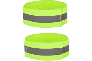 Zngou 2 PCS High Visibility Armbands, Running Safety Gear Reflective Wristbands Bike Ankle Bands Reflector Armband Hi Vis Arm Straps High Vis Security Arm Band Reflective Bands For Walking Cycling