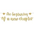The Beginning of A New Chapter Banner, Shiny Congratulations Banner Farewell Party Garland Sign for Retirement Going Away House Warming Graduation New Job Divorce Engagement Party Decorations (Gold)