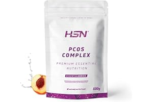 HSN Myo-Inositol + D-Chiro Inositol PCOS Complex en Polvo | Melocotón 500g=83 Tomas por Envase | Formulado para Mujeres: 40:1 | Con Vitaminas y Minerales | No-GMO, Vegano, Sin Gluten
