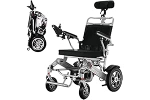 WMMY Ultraleichter Faltbarer Elektrischer Rollstuhl, Elektro-Rollstuhl mit Kopfstütze, für ältere und behinderte Menschen, Li-Ion Battery 24V 20Ah