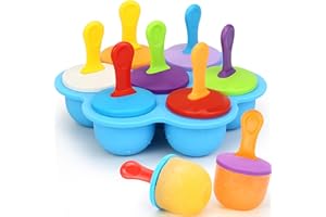 Alinana Eeis am Stiel, 7-fach Eisformen Silikon, BPA-frei Wiederverwendbare Eisformen Eis am Stiel, DIY Wassereis Formen - Mikrowellengeeignete Cake Pop Form (Blau)