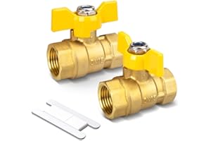 Bwintech 2 Pcs 1/2" Female BSP to 1/2" Female BSP in Brass, Ball Valves with Wing Handle 180 Degree Shut Off Switch Operation Handle Valve Pipe Fittings