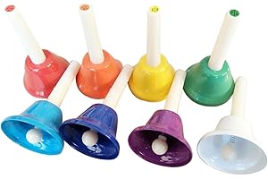 JISADER 8x Juego de campanas de mano Campanas de colores Instrumento musical Campanas musicales para vacaciones