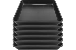Sibosen 6 Pack Square Plant Saucer,30 cm 12 Inch Plastic Plant Water Drip Tray,Flower Pot Saucers,Square Planters for Indoors and Outdoors No Holes Plants Garden Saucer for Plant Pots Black
