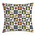 Produktbild KLYDH Black and White Decor Throw Pillow Cushion Cover, Kitchen Fruits Vegetables Nature with Dots Chess Squares Art Design, Decorative Square Accent Pillow Case, 18 X 18 Inches, Multicolor