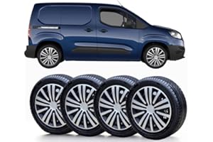 SOLIP 15 inch wheel trims, Hubcaps, Set of 4 for Citroen Berlingo Mk2 (2008-2017) Peugeot Partner MK2 (2009-2018) Alloy wheels look covers Silver/Black / 15 / colour choice (SP)