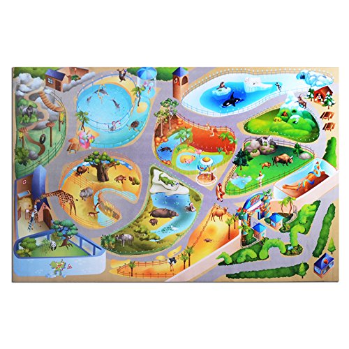 casa pura Washable Children's Play Mat - Zoo Design - 3 sizes available - 80x120cm