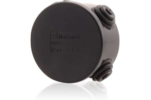 INTRATEC 100% SHOPPING Scatola di derivazione rotonda per cavi a montaggio superficiale con nippli a gradini in nero, IP44, 65x35mm, a tenuta stagna adatta per uso esterno