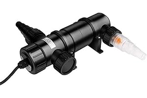 VIALIA UVC Klärer, Modell: CUV-111, 11 Watt, Teichklärer mit 3 Anschlüssen, UV-Schauglas, Teichfilter mit Pumpe für den Gartenteich