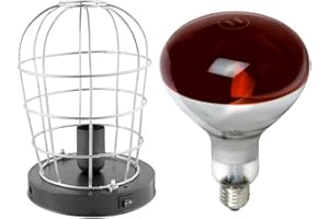 GSC EVOLUTION Estufa Infrarrojos Portatil + Lámpara Bombilla (250W E27) [ PACK ] - Luz Roja - Emite Calor