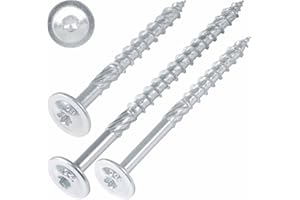 SCREW REBEL Tellerkopfschrauben 8,0 x 200 mm, 50 Stück, hell verzinkt - Universalschraube mit Doppelspiralgewinde, Holzbauschraube mit TX40 Antrieb und ETA Zulassung