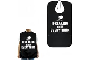 MORJCG Adult Bib, Adult Bibs for Elderly Washable, Waterproof Adult Bibs, Reusable Dining Adult Bibs for Men,Bibs for Adults, Teacup Monogram Adult Bibs for Women, Men, Elderly Dining Bibs, Black