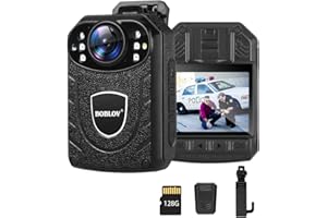 BOBLOV Police Body Camera with 128GB Memory Card, KJ21 1296P Bodycam for Security, Walking Pets, Personal Body Worn Camera with Night Vision, 2850 mAh Battery, Support Memory Expand Max 256GB