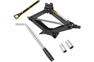 XINNG 2 Ton Heavy Duty Labor-saving Scissor Jack (110-390mm) & Telescoping Car Wheel Wrench with 4-Size Sockets (17/19/21/23mm) - Complete Car Tire Change Kit for Roadside Emergency