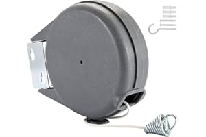 Corde à Linge Rétractable 15 Mètres,Doweiss Corde à Linge Extensible à Fixer Murale pour Intérieur et Extérieur Séchoir Fils Etendoirs Réglable à 15M