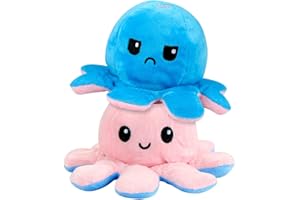 Zaloife Octopus Plüschtiere, Wende Oktopus, Tintenfisch Kuscheltier, Doppelseitiges Flip Plüschtier, Geburtstag Dekorationen Stofftier Geschenk für Kinder Mädchen Jungen Freunde