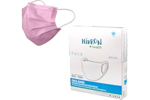 HIBRON 50 Masques Jetables Homologués Européens, CWA 17553: 2020, BFE> 99%, Rose.