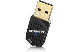 Krisnorey Latest Bluetooth 6.0 Adapter for PC Laptop, Mini Wireless USB Dongle Adaptor for Windows 11/10/8.1 Desktop Computer, Plug & Pair w/Bluetooth Headset Speaker Keyboard Mouse Game Controller