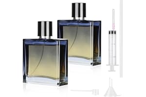 MirraSwit 2 Stück 100ml Parfümzerstäuber, Gradient Blue Square Parfüm Zerstäuber für Frauen oder Mädchen, Parfum Flakon leer mit Zubehör wie Trichter, Parfumspender und Spritze für Reisen