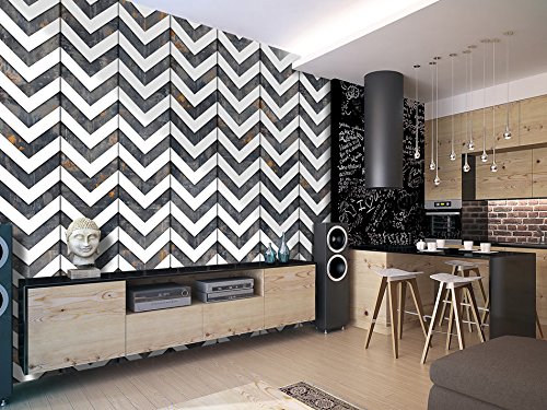 PURO TAPETE | 3 Motive zur Auswahl | Realistische Tapete ohne Rapport und Versatz | Kein sich wiederholendes Muster | 10m VLIES Tapetenrolle | Zig Zag Zickzack Muster f-A-0307-j-b - 3