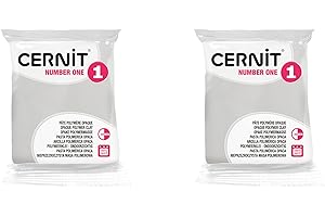 CERNIT CE9056027AMZC - Un lot de 2 Pains de Pâte Polymère NUMBER ONE - Pâte à Modeler à Cuire - Couleur Blanc Opaque - 2 Blocs de 56 g