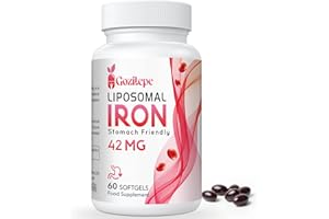 GOZITEPE Liposomal Iron Supplement (as Ferrous Sulfate) with Folic Acid 400mcg and Vitamin B12 10mcg, Increase Iron Levels for Adults, Superior Absorbed and Stomach Friendly (60 Count (Pack of 1))