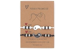 GENERIC 2 Matching Yin and Yang Adjustable Rope Bracelets for Best Friends Boyfriends and Girlfriends Valentine's Day Gifts1