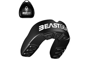 ‎BEAST GEAR Beast Gear Mundschutz/Zahnschutz - Für Boxen, MMA, Rugby, Kickboxen, Judo, Karate, Hockey & Kampfsport, Sportmundschutz mit Praktischer Aufbewahrungsbox, Schützt Zähne, Zahnfleisch & Kiefer,Schwarz