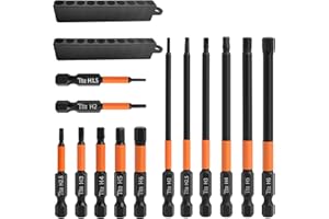 Choonjin Zestaw 15 bitów magnetycznych z łbem sześciokątnym, 1/4", zestaw bitów długich 1/4", zestaw bitów sześciokątnych, zestaw przedłużający, odpowiedni do wiertarek ręcznych (15), PP069A