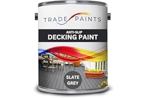 PAINTS4TRADE Garden Timber Decking Non Slip (Anti Slip) Paint (5 Litre, Battleship Grey BS18B25)