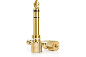 VCE Adaptateur Jack 6.35mm Mâle vers 3.5mm Femelle Stéréo Audio Plaqué Or Lot de 2