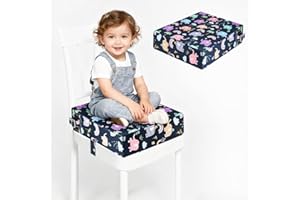 KBIBCK Sitzerhöhung Stuhl Kind, Sitzerhöhung Sitzkissen Kinder, PU Waschbar Zerlegbar, Esszimmerstuhl Erhöhen Pad mit 2 Sicherheitsschnalle Gurt, Rutschfeste Stuhlerhöhung Kinder, 32x32x8 cm (Elefant)