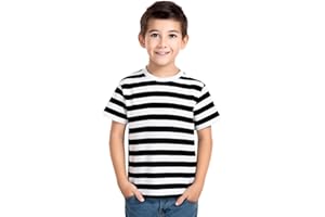 Style Lockers® Children’s Kids Unisex Striped T-Shirt - Boys Girls Crew Neck Short Sleeve Stripes School Book Week Casual Summer Cotton Tee Top Age 5-13 Years