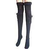 Women's cotton above knee hold-up socks ladies cotton stockings