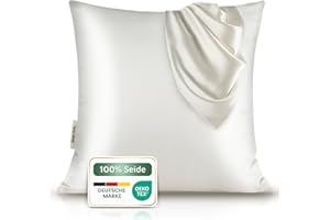 ‎BENE-SLEEP bene-sleep® Seiden-Kissenbezug – 100% Maulbeerseide (22Momme) – Faltenreduzierend, hypoallergen & nachhaltig – Anti-Frizz Kissenhülle aus echter Naturseide für Haut & Haare (Weiß, 80x80 cm)