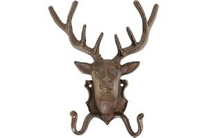 Dehner hjort med 2 krokar, ca. 26 x 21,5 x 10,5 cm, nostalgisk, gjutjärn, rostfritt stål rostfärger